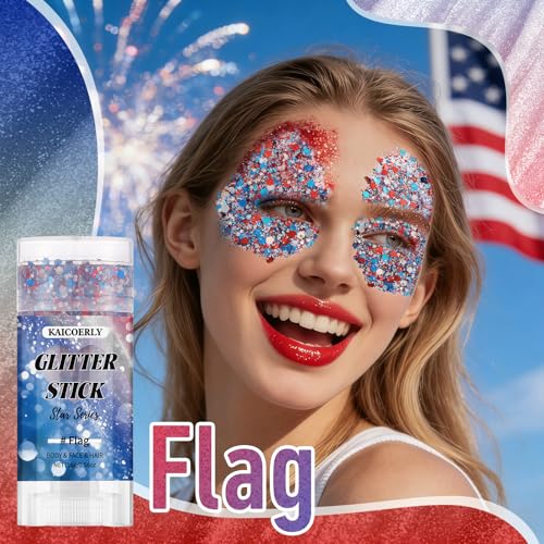 Red White Blue Glitter Stick - Chunky Face & Body Sparkle