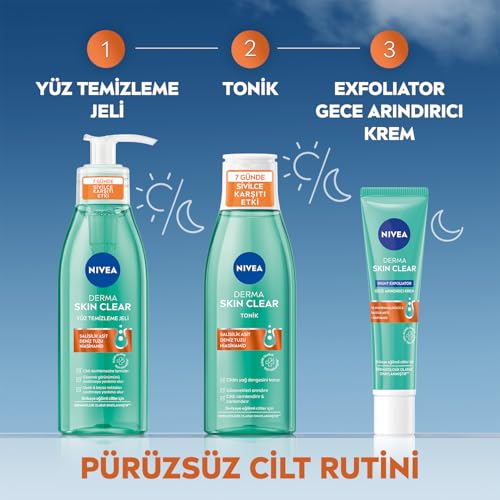 NIVEA Derma Skin Clear Clarifying Facial Toner for Imperfection-Prone Skin, 200 ml Lightweight Daily Toner with Niacinamide and Salicylic Acid, Helps Refresh, Balance, and Prepare Skin