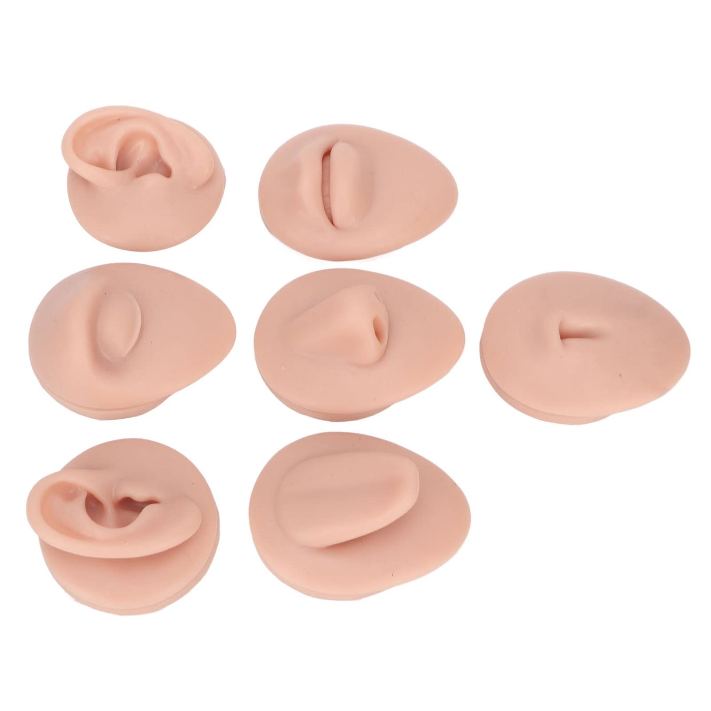 Soft Silicone Flexible Model Body Part Displays Set, Silicone Tongue Mouth Navel Ear Model for Piercing Practice and Jewelry Display Acupuncture Teaching Tool, Education (Medium