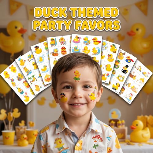96 PCS Pre-Cut Duck Temporary Tattoos for Kids