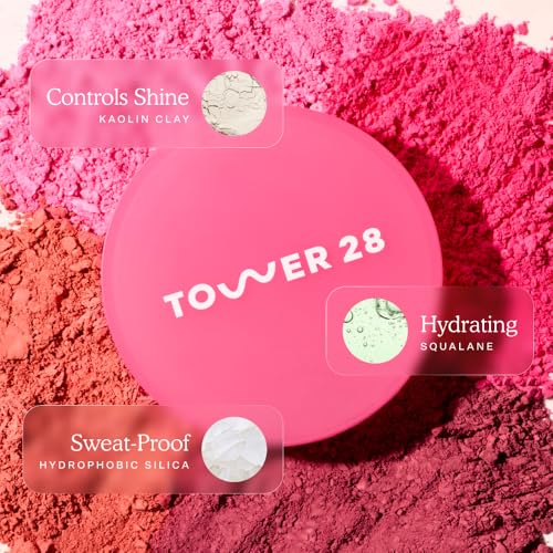 Tower 28 GetSet Matte Powder Blush - Downtown Daiquiri, 1.13 oz, Sweat-Proof for Sensitive Skin