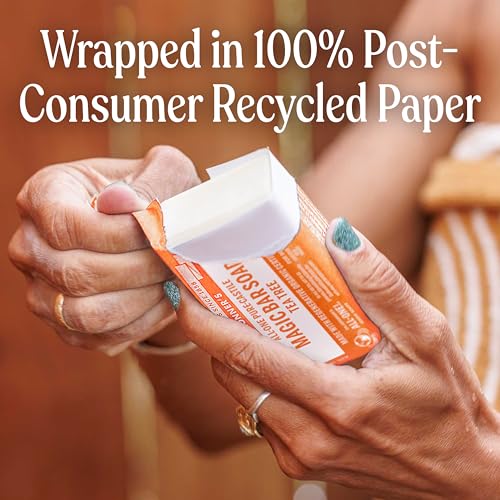 Dr. Bronner's Pure-Castile Magic Bar Soap - Tea Tree, Made with Regenerative Organic Certified Oils, For Face, Body & Hair, Gentle, Vegan, Non-GMO (5oz, 12-Pack)