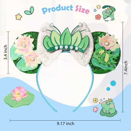 CANMIL Frog Mouse Ears Headband Sparkling Princess Bow Hair Accessory for Women & Girls