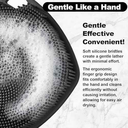 2 Pack Face Scrubbers, Silicone Face Scrubber Soft Bristles, Gentle Lather, Exfoliating & Deep Cleaning for Sensitive Skin, Giant Suction Cup Stick Securely, Easy to Store (Black)