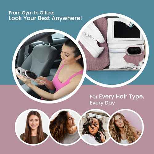 PAK Travel Hair Brush with 30 Hair Accessories for Girls Included - Built in Strorage - Boar And Nylon Bristle - Anti-Static Paddle Travel Brush by BeautyHak