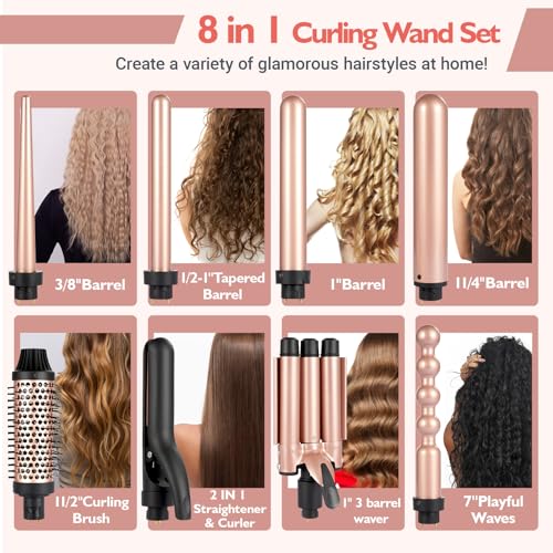 Ideal Swan 8-in-1 Ceramic Curling Iron Set with Interchangeable Wands