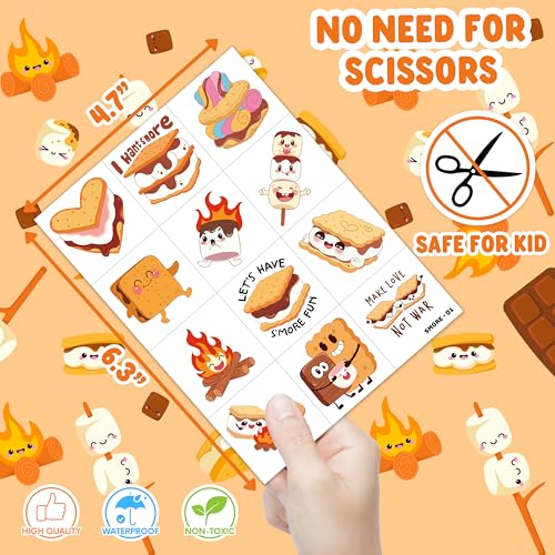 96 PCS S'mores Temporary Tattoos for Kids Birthday Party