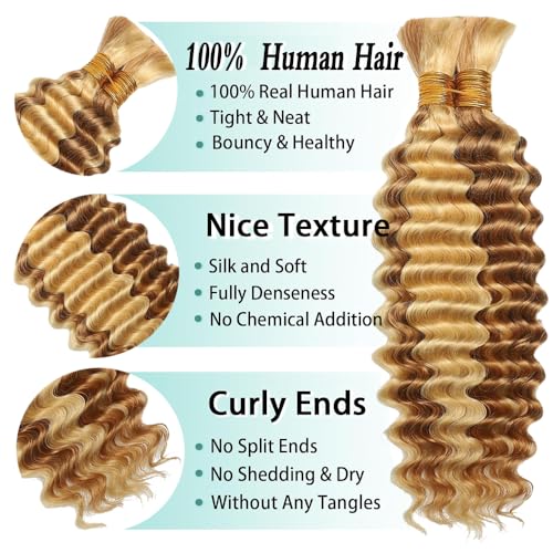 HuxoWax 613 Blonde Human Hair Braids - 22 Inch Deep Curly Wave