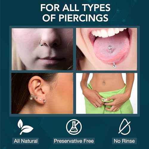 NOVEHA Piercing Aftercare Spray - Fast Cleaner Solution for Ear, Nose, and Belly Piercings - Keloid and Bump Cleaning with Hypochlorous Acid - 8 oz Bottle