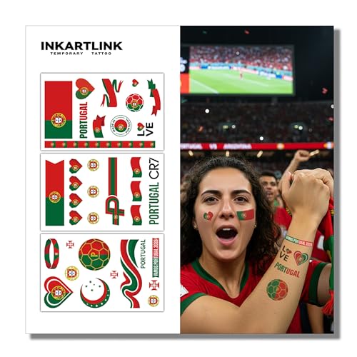 World Cup 2026 Portugal Flag Temporary Tattoos - 3 Pack