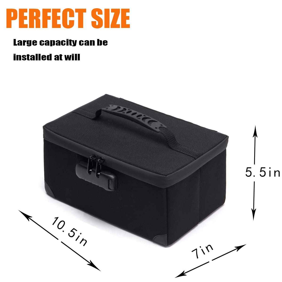 KaAutoler Portable Cosmetic Bag with Lock, Large Capacity Travel Makeup Case Organizer, Waterproof Makeup Bags for Girls Traveling With Handle and Divider Makeup Bag…(Black)