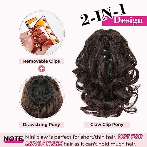 REECHO Curly Ponytail Extension Claw Clip 9" Short