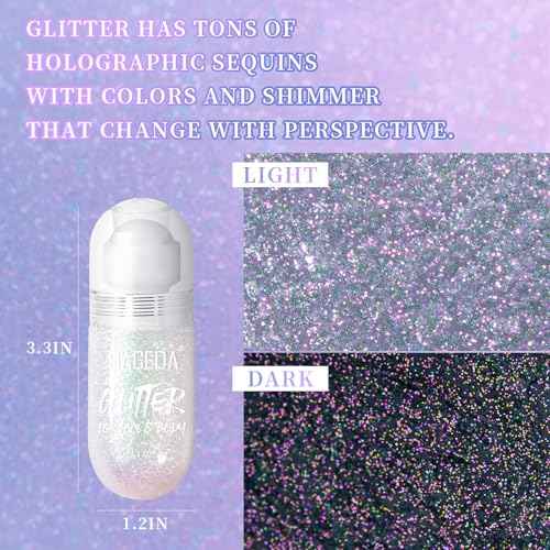 DAGEDA Body Glitter Gel, Roll-on Face Glitter for Mermaid Makeup Festival Rave Accessories, Holographic Hair Glitter Gel,Body Shimmer Halloween Makeup for Rave Party (Sparkling Pink)
