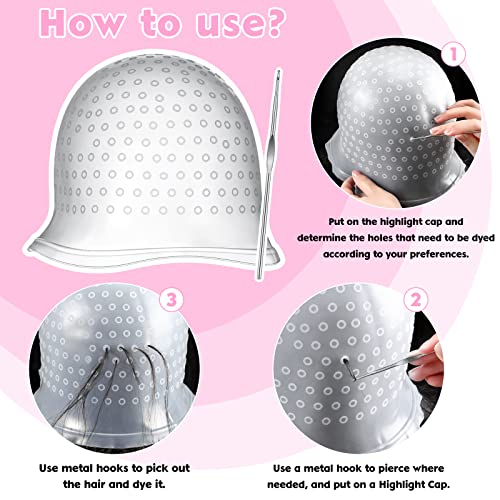 Hair Highlighting Kit with Silicone Cap, Hook & Dye Brush