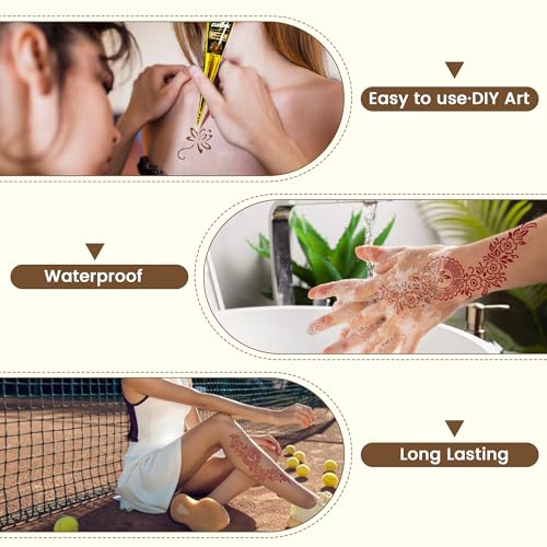 130 PCS Temporary Tattoo Kit with Stencils & 6 Tattoo Cones