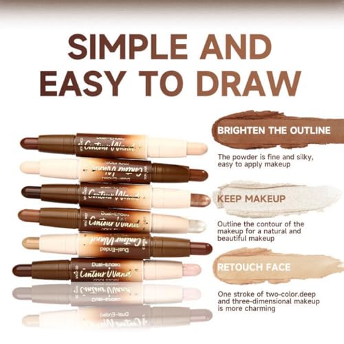 Contour & Highlighter Stick Set, Dual-Ended Waterproof Makeup