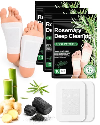 Natural Rosemary Cleansing Foot Patches with Ginger & Bamboo - 30 Count