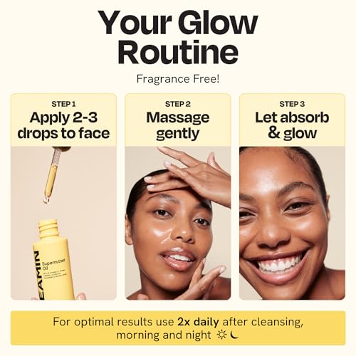 Gleamin Supernutrient Facial Oil - 3% Vitamin C with Jojoba Oil, Cloudberry & Turmeric for Hydration, Firm Look & Even Tone - Lightweight, Fragrance-Free, Skin Care for Women and Men - 1 Fl Oz