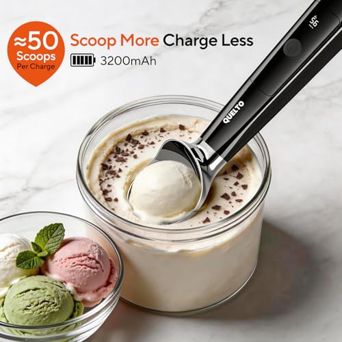 Rechargeable Heated Ice Cream Scoop with LED Display - 3 Warming Modes