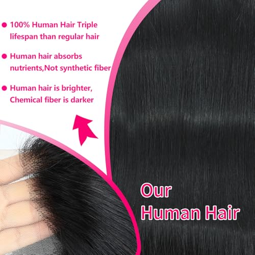 SUNKASA 30 Inch Black 13x6 HD Lace Front Wig Human Hair 210% Density Pre Plucked