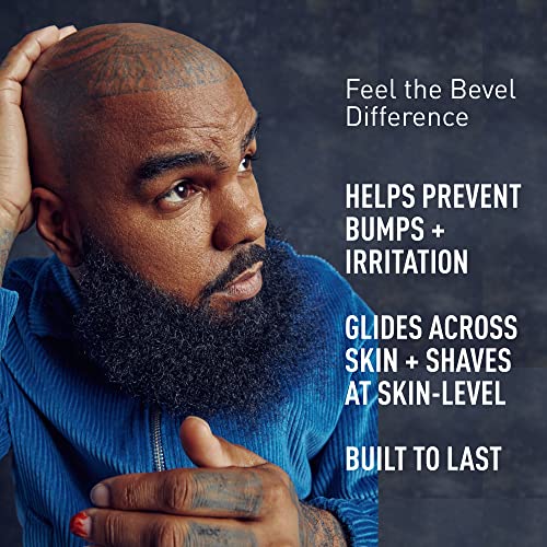 Bevel Safety Razor with Brass Weighted Handle and 10 Double Edge Safety Razor Blade Refills, Single Blade Razor for Men, Designed for Coarse Hair to Prevent Razor Bumps, Black