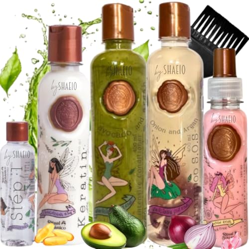 SHAEIO Keratin Hair Treatment & Growth Kit with Onion Shampoo & Conditioner