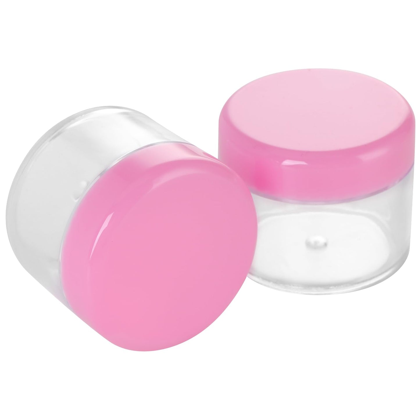HOIGON 96 PCS 20g 20ml Clear Plastic Sample Containers, Leak-Proof Round Plastic Cosmetic Containers with Pink Screw Lids, Clear Pot Jars for Creams, Lotions, Makeup, Colored Acrylics