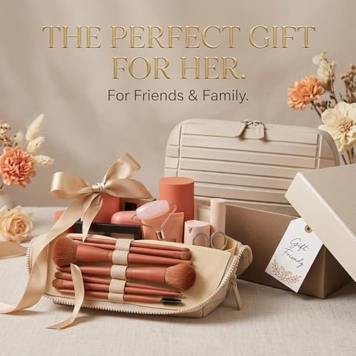 Parallel Traveler Makeup Bag with Brush Holder - Striped Apricot S