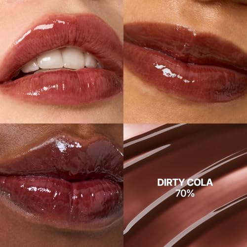 fwee 3D Voluming Lip Gloss - Dirty Cola 70% Pigment, High Shine, Long-Lasting Moisturizing Gel, 5.3g