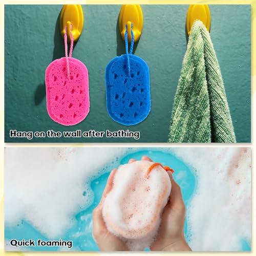 36 Pcs Exfoliating Bath Sponge Body Loofah Sponges Shower for Women Reusable Soft Bathing Pouf Foam Lufa Body Scrubber and Rich Lather, Color Matching (Bright Color)