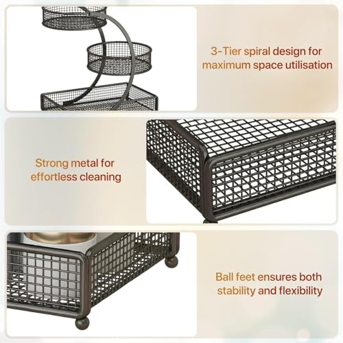 Makeup Organizer Countertop for Vanity, 3 Tier Bathroom Bedroom Counter Skincare Organizer Cosmetic Display Shelf Vanity Accessories for Women Multi-Purpose Metal Storage Rack for Home, Office
