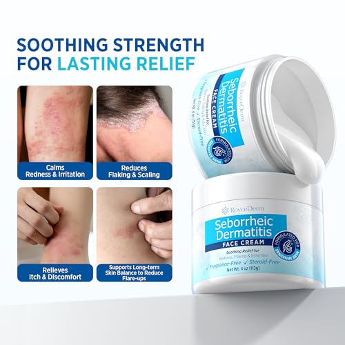 Roycederm Steroid-Free Face Cream for Seborrheic Dermatitis – Sensitive, Fragrance-Free Daily Moisturizer (4 oz) – Face, Scalp & Body - Variation: Face Cream