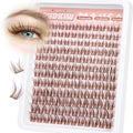 Brown Lash Clusters Wipsy Manga Lashes Clusters Natural Eyelash Clusters Dark Brown Lashes C Curl Cluster Eyelash Extensions Invisible Band False Eyelashes 10-16mm Cluster Lashes 144Pcs