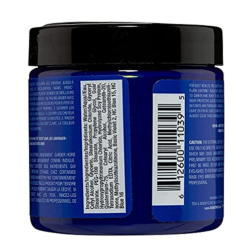 MANIC PANIC Classic Rockabilly Blue Semi Permanent Hair Color - True Neutral Blue Hair Dye for Women & Men That Lasts 4-6 Weeks - Vegan, Ammonia & Cruelty-Free - Create & Mix Custom Shades (4oz / 2pk)