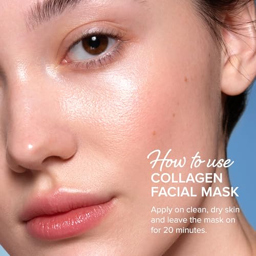 MAREE Collagen Facial Mask with Hyaluronic Acid ? Sheet Face Mask Skincare ? Centella Asiatica, Green & Red Algae Extract ? Hydrating Facemask For Women Skin Care ? Mascarillas Para La Cara ? 6 Count