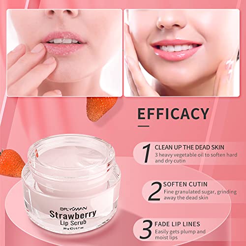 Strawberry Lip Scrub - Exfoliating Moisturizer for Dry, Chapped Lips