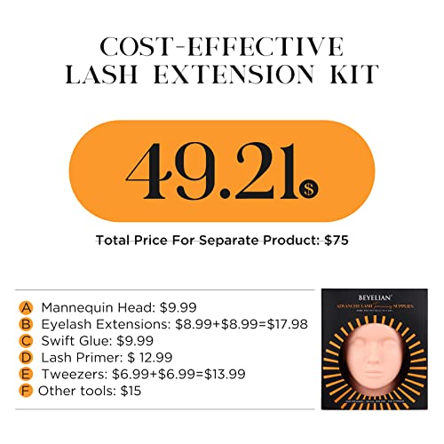 Eyelash Extension Kit,with lash Mannequin Head Lash Practice training kit Professional lash extension supplies Tool for Lash Training by BEYELIAN