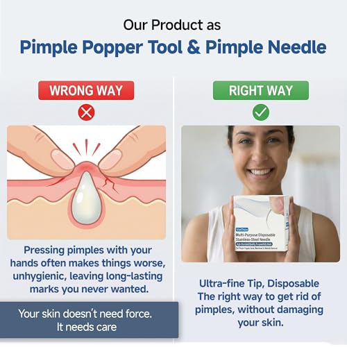 200PCS Versatile & ??teril?? Disposable Stainless-Steel Needle for Pimple Popper, Acne, Blackhead or Anything Requiring Small Hole - Easy to Use Multi-Purpose Home Essential Tool