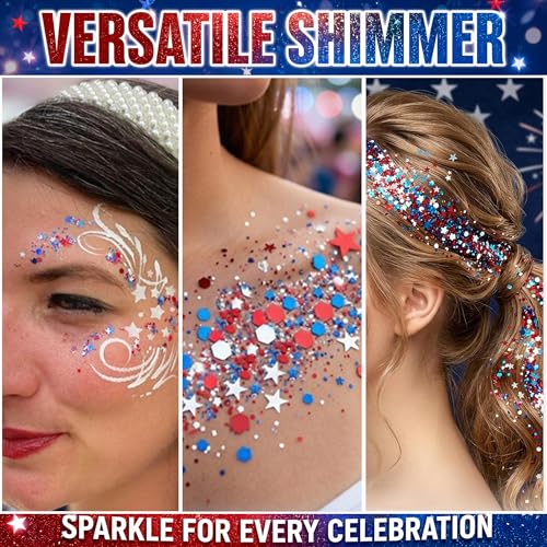 Patriotic Red White Blue Glitter Stick - Face & Body