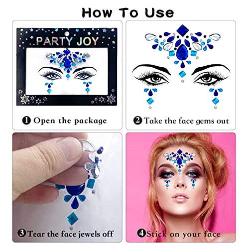 Mermaid Face Gems - 12 Sets Rhinestone Rave Face Jewels