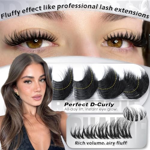 Fluffy D-Curl Lash Clusters 8-16mm Wispy Volume Eyelashes