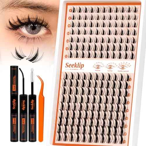 Seeklip Fairy Manga Lash Clusters Kit 8-18mm Eyelash Clusters Kit 160Pcs Lashes Extension Kit Fairy Lash Clusters Spiky Lashes Cluster C Curl With Bond & Seal Tweezers Invisiable Band (Fairy)