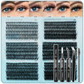 Lashes Clusters Kit,708PCS Fluffy Lash Clusters 30D-100D,8-16mm C Curl 0.07mm Soft Individual Cluster Lashes with Bond & Seal for Natural, Fluffy or Volume Look