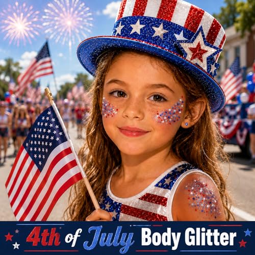 4th of July Glitter Stick - Waterproof Red White Blue Body Glitter