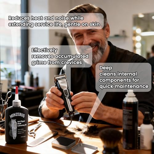 Premium Clipper Lubricating Oil 4.05oz/120ml for Clippers Blade Corrosion & Trimmers, Groomers, Hair Clipper Oil with 2 x Clean Brushes and 1 x Quick Lubrication Box for Barber & Home Use and Gift