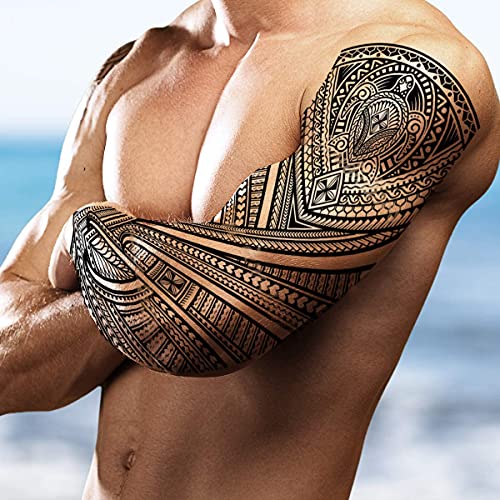 2x Tribal Turtle Temporary Tattoos | Polynesian Maori Design