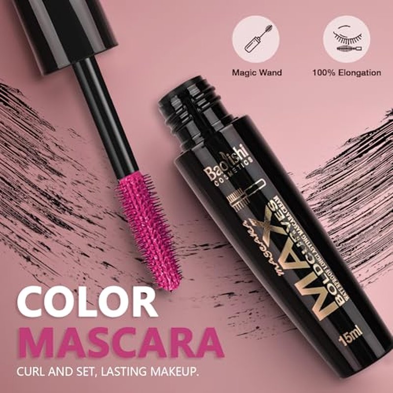 6pcs Colored Mascara Set, Colorful Purple Blue Green Pink Yellow, Waterproof Long Lasting Thick Volume Eye Lash Make Up Gift for Women Girls