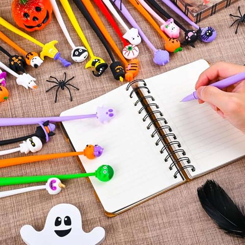 LiYiQ 50 PCS Halloween Bobblehead Pens - Pumpkin Skull Ghost