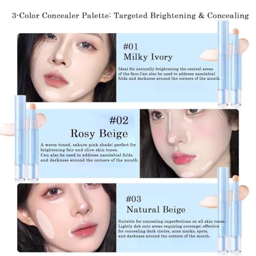3PC Liquid Foundation & Concealer Pen - Full Coverage Eye Concealer