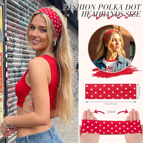 8 Pack Polka Dot Y2K Headbands for Women | Non-Slip